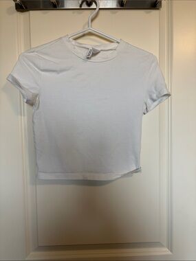 Divided White Crewneck Crop Top